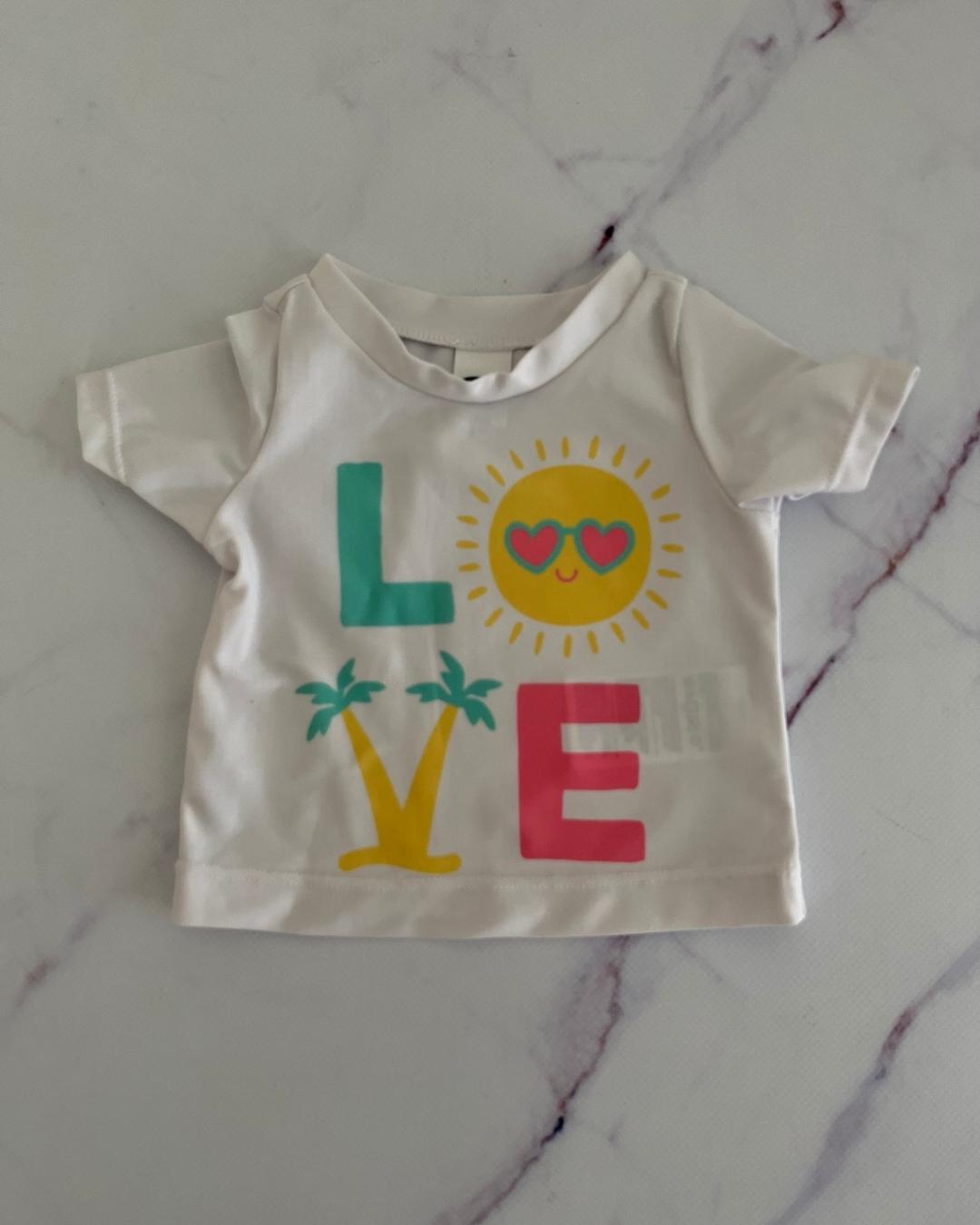 Old Navy white 'Love' rash vest 0/3M