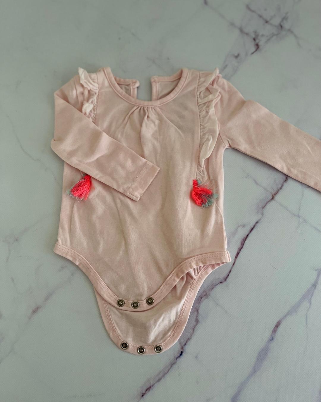 Cotton On pink tassel baby grow 0/3M
