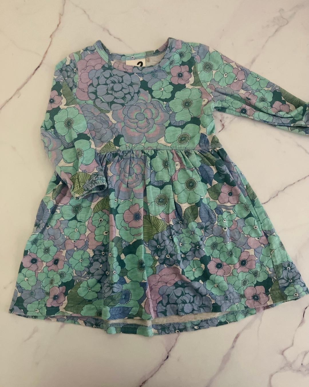Cotton On blue and purple floral dress 2Y