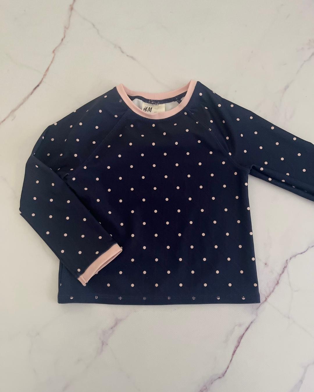 H&M blue and pink polka dot swimming top 1/2Y