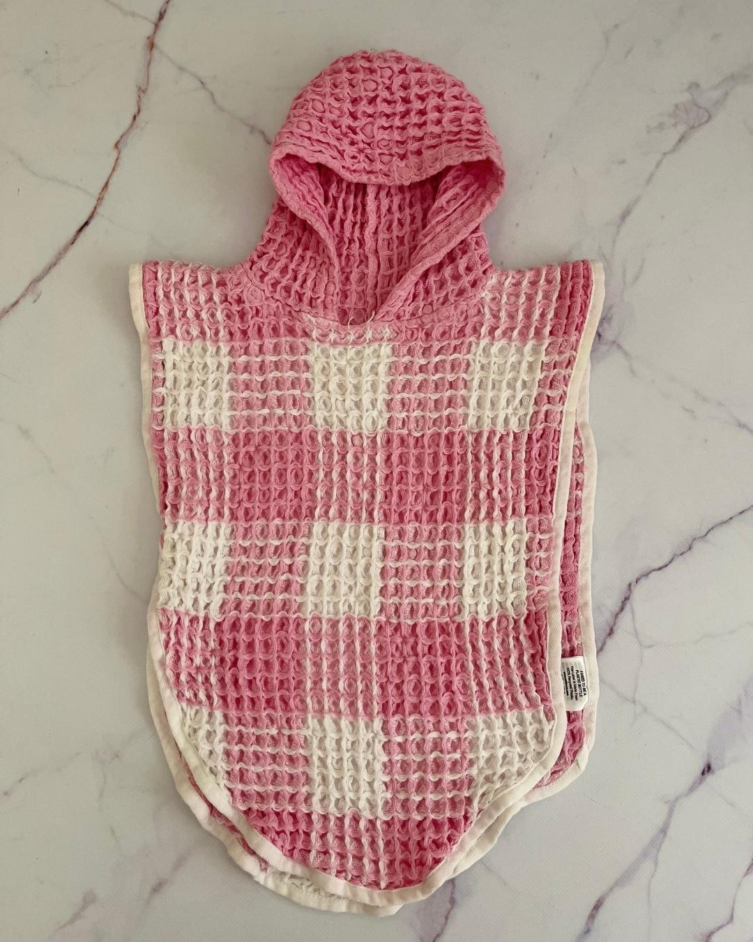 Cotton On pink and white hooded towel poncho