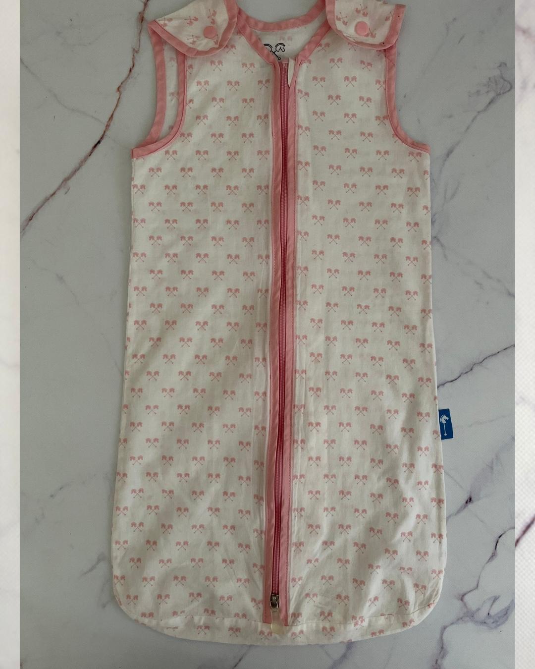 Parental Instinct white and pink summer sleep sack 0/6M