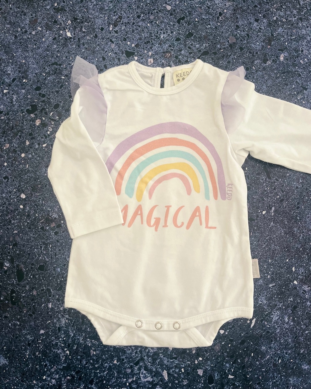 Keedo white 'Magical' rainbow baby grow 3/6M