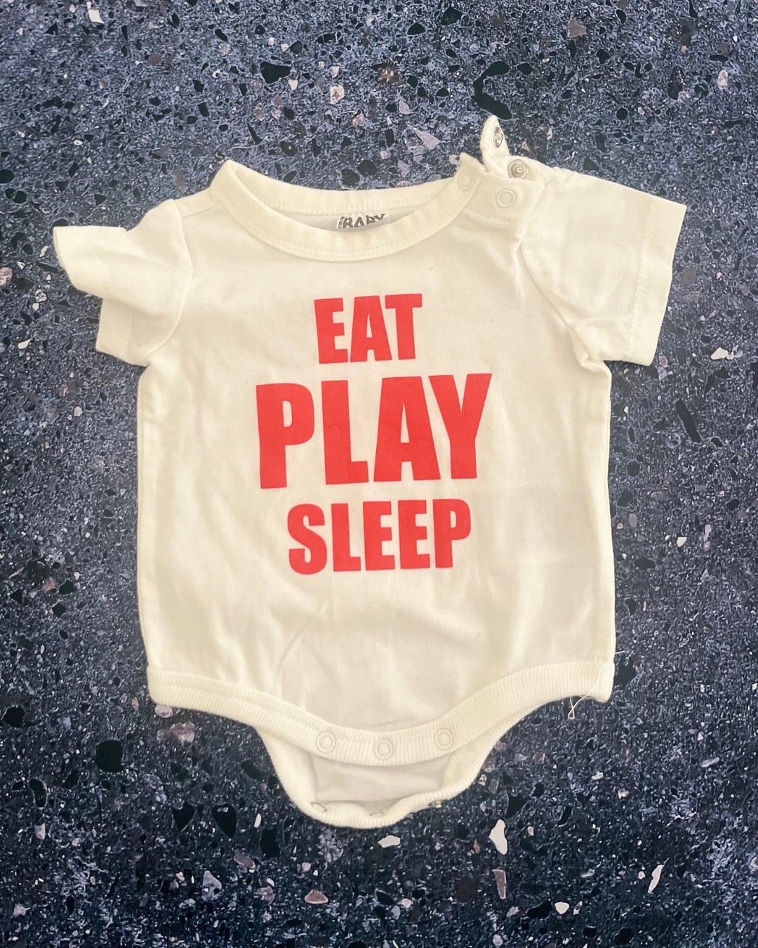 Cotton white 'Eat Play Sleep' baby grow Newborn