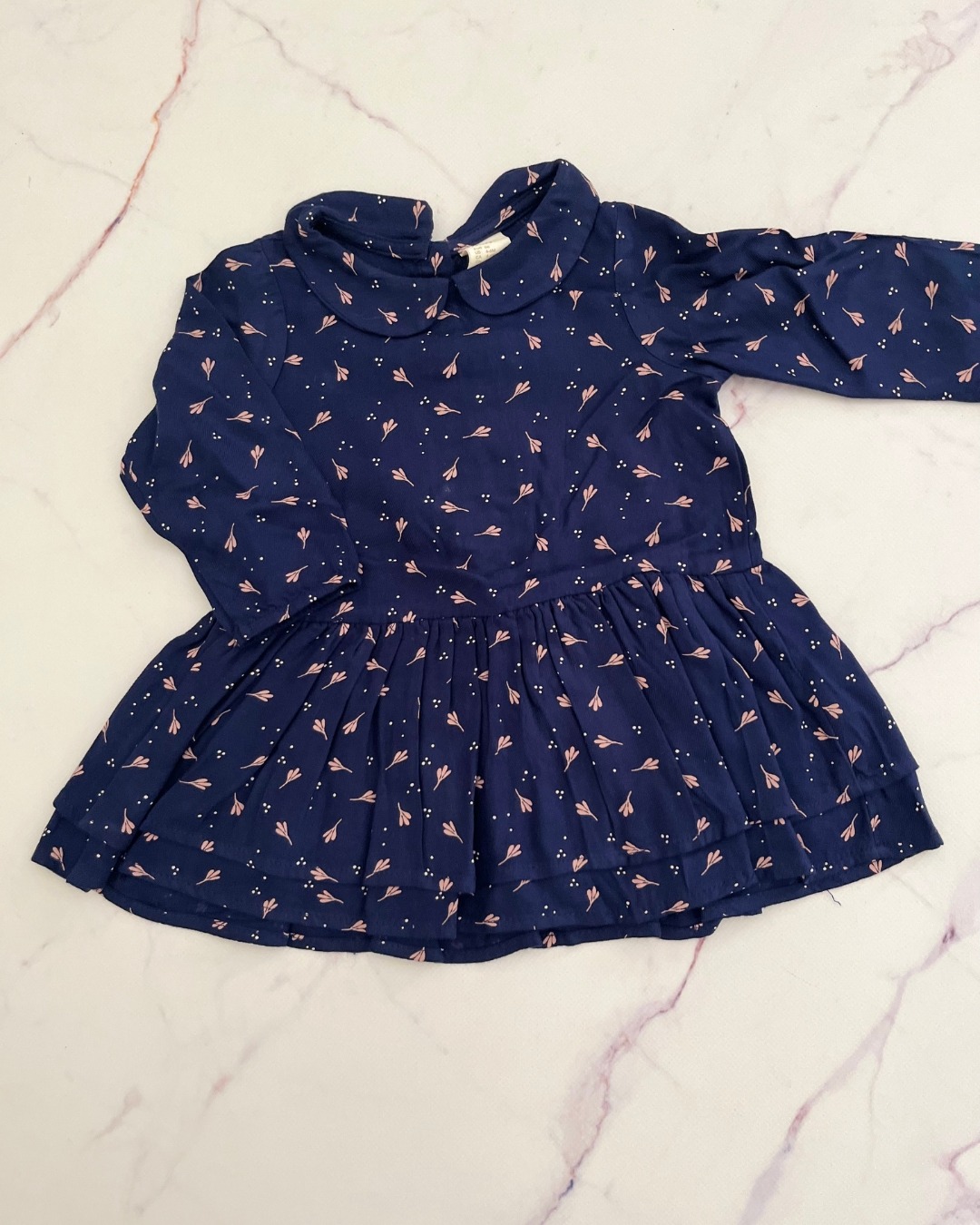 H&M blue leaves dress 4/6M
