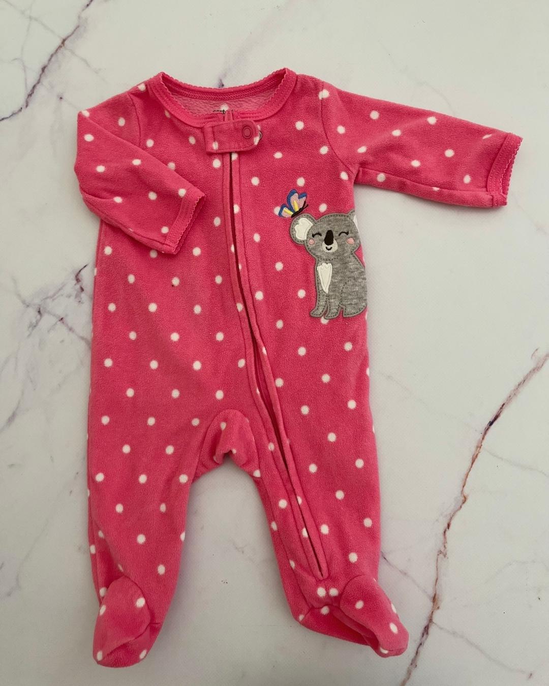 Carters pink koala fleece onesie Newborn