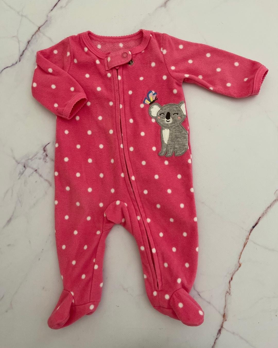Carters pink koala fleece onesie Newborn