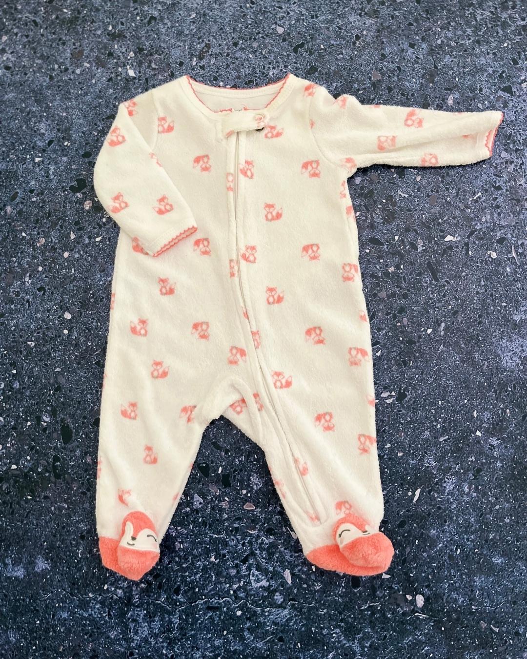 Carters white fox toweling onesie Newborn