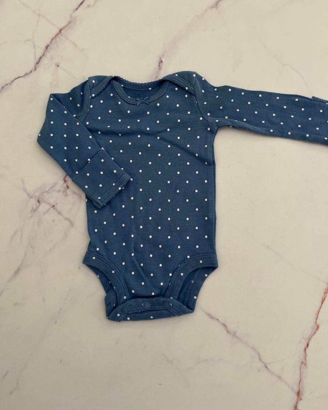 Carters blue polka dot long sleeve baby grow Newborn