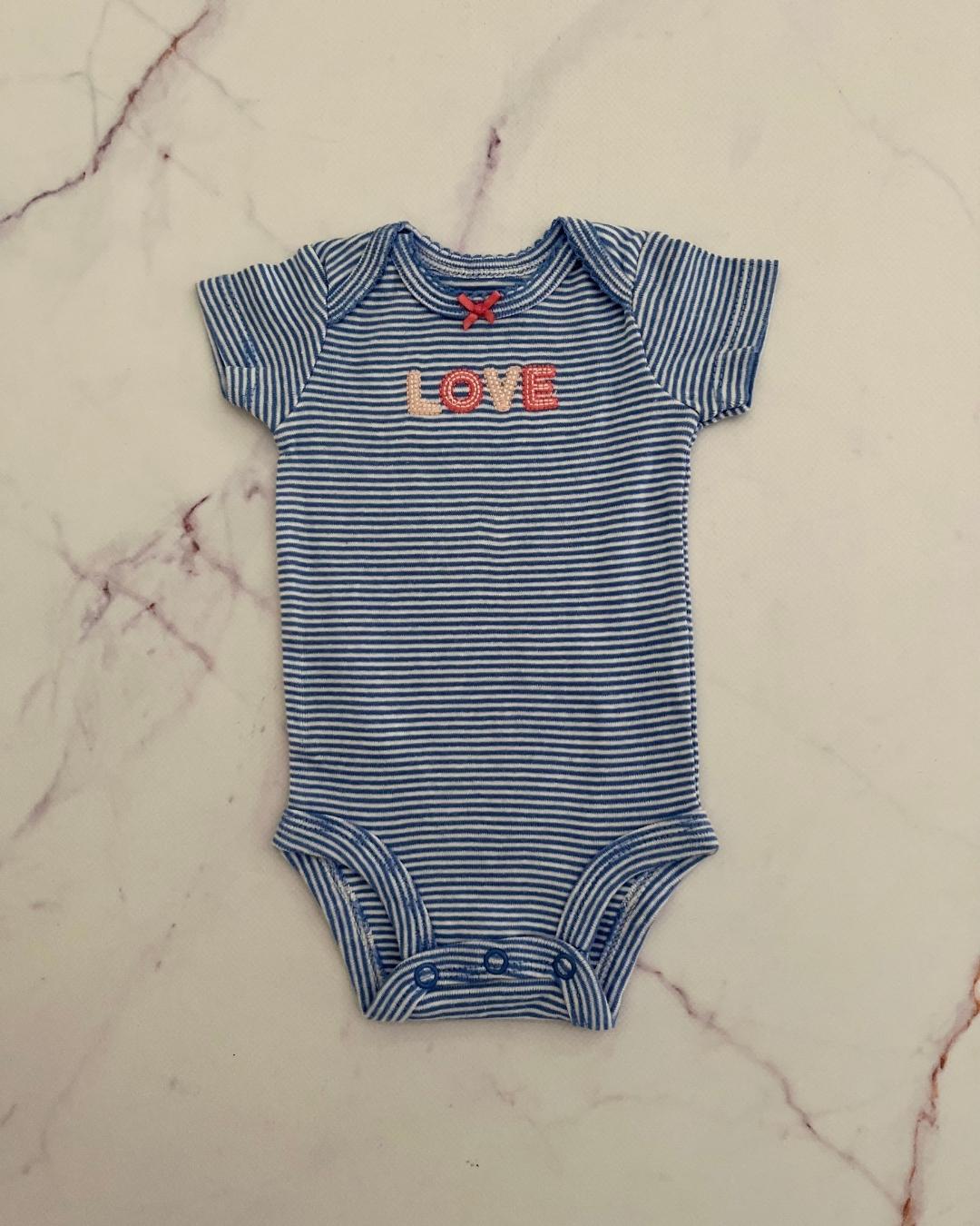 Carters blue and white striped baby grow Newborn