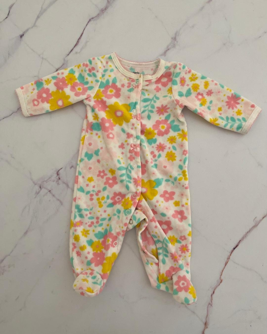 Carter's white fleece flower onesie Newborn