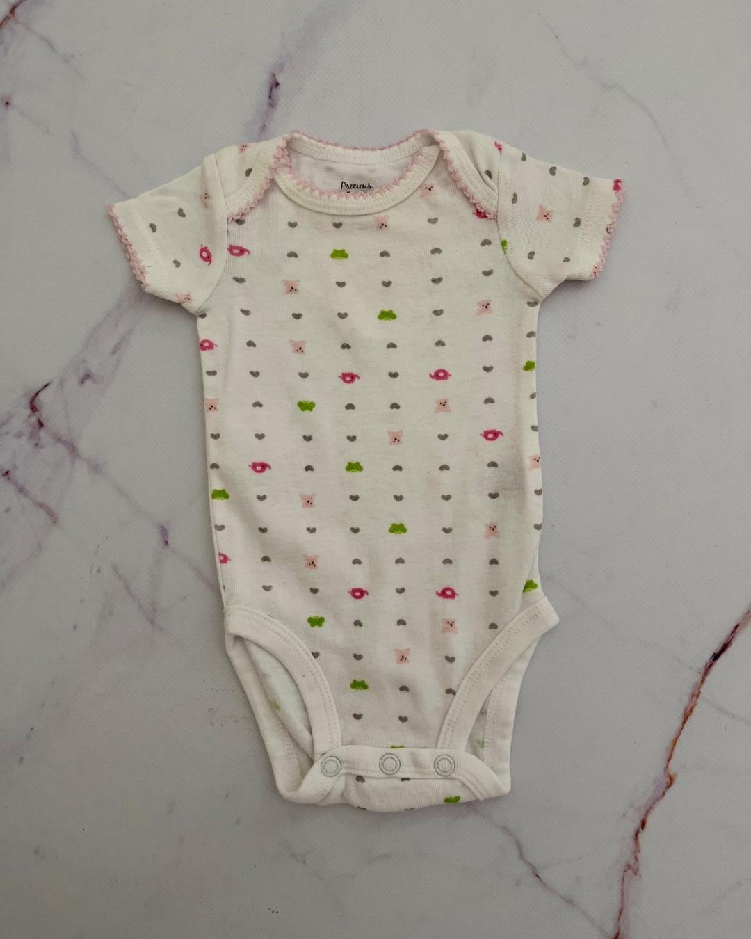 Carters white elephant and bear short sleeve baby grow Newborn