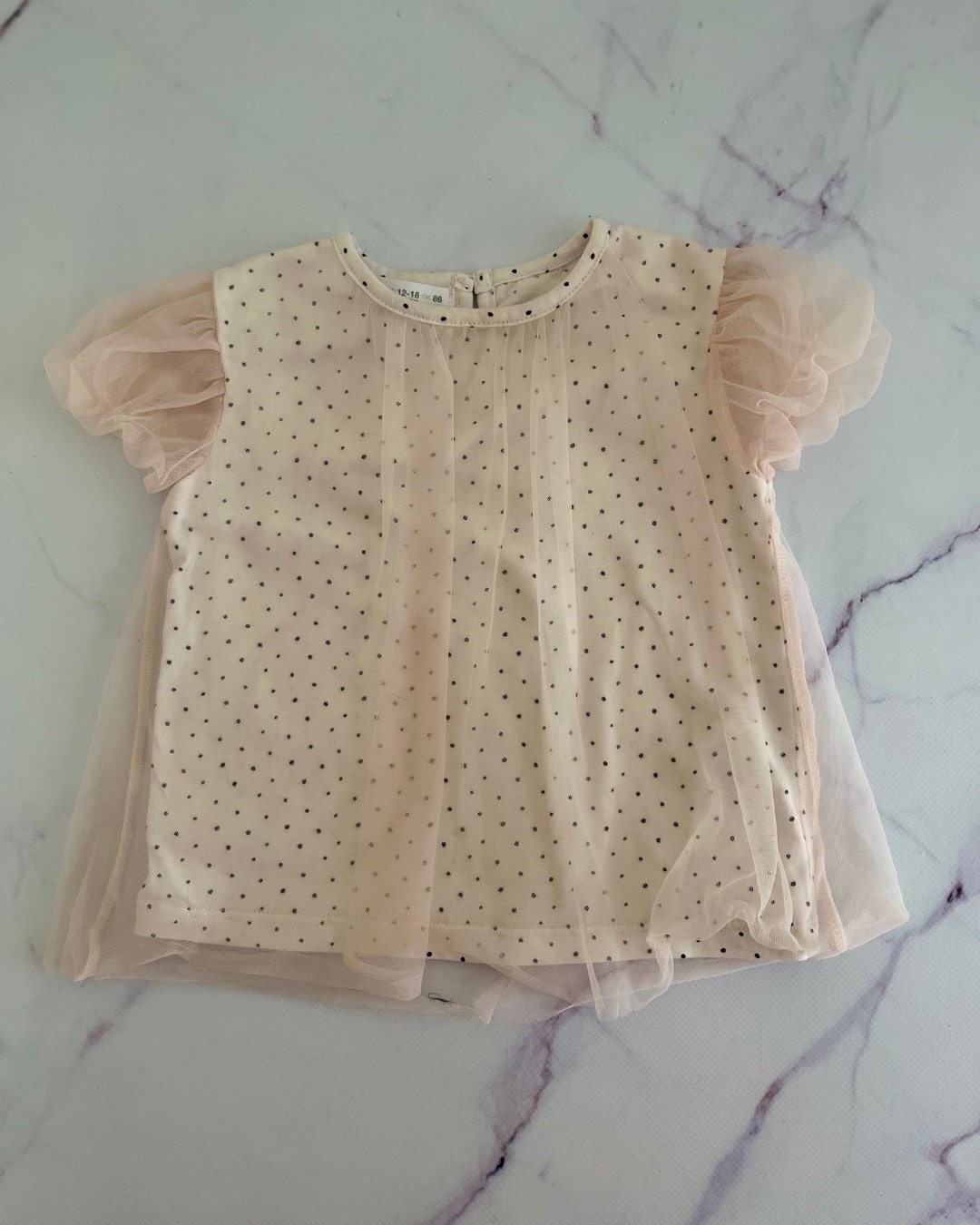 Zara pink dress with tulle overlay 12/18M