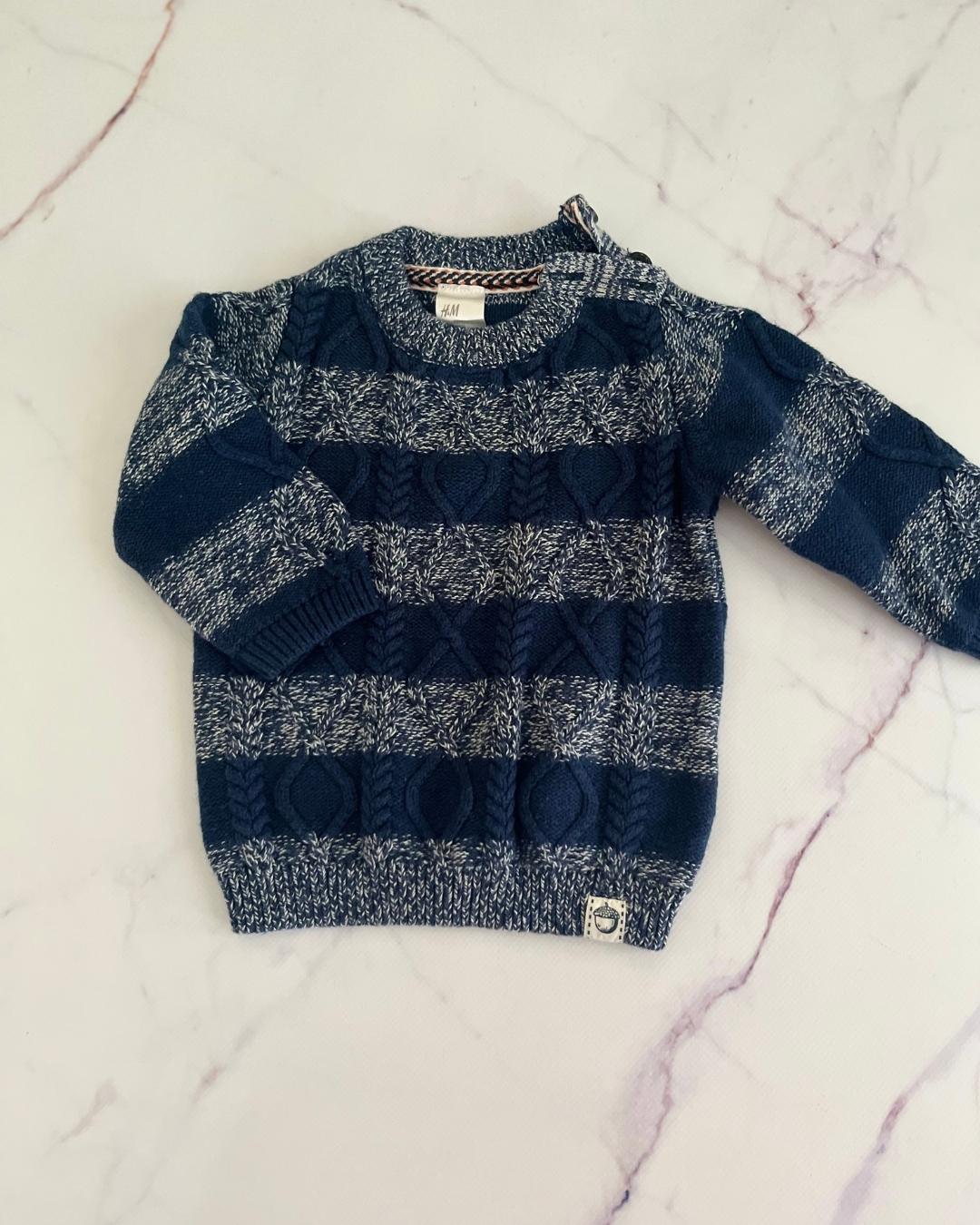 H&M blue striped knitted jersey 4/6M