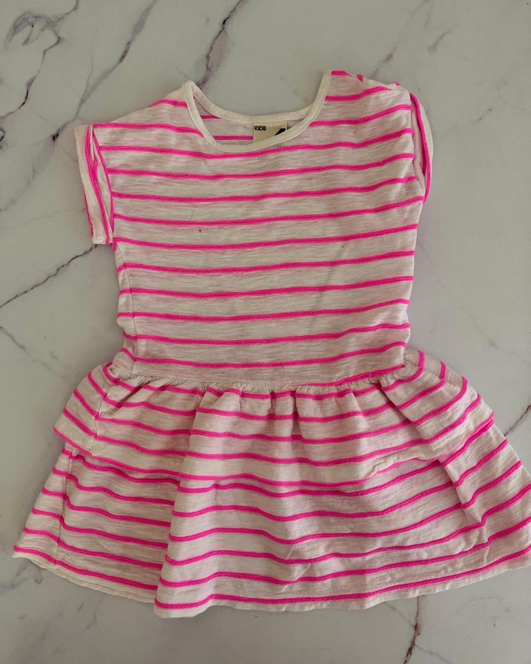 Cotton On white and pink striped dress 4Y
