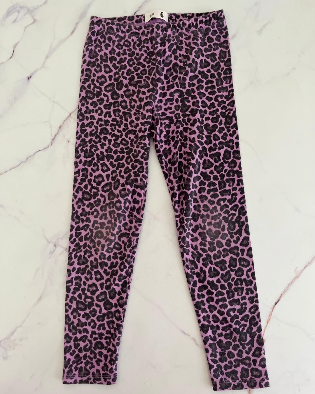 Cotton On purple leopard print pants 6Y