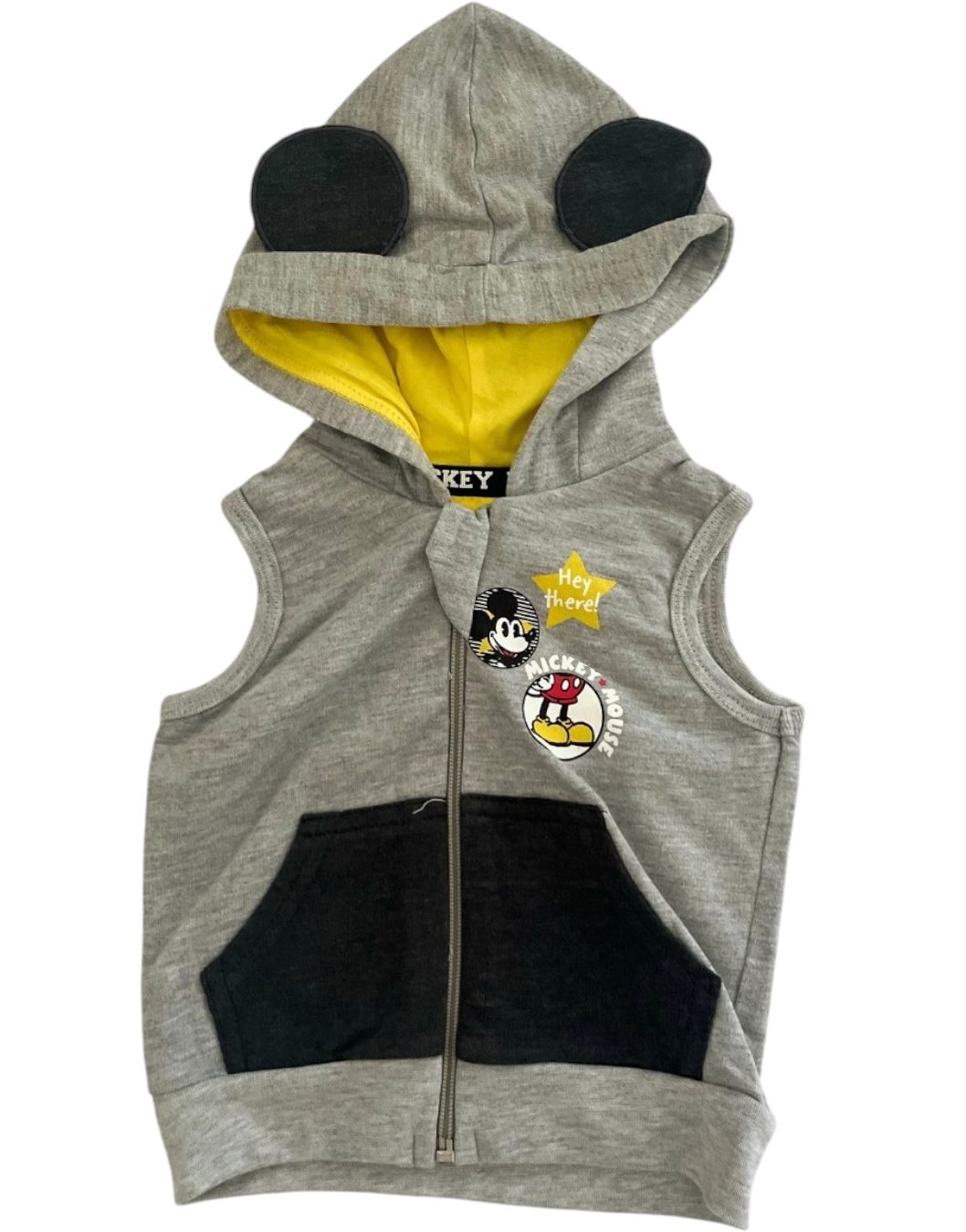 Disney grey sleeveless Mickey Mouse hoodie 3/6M