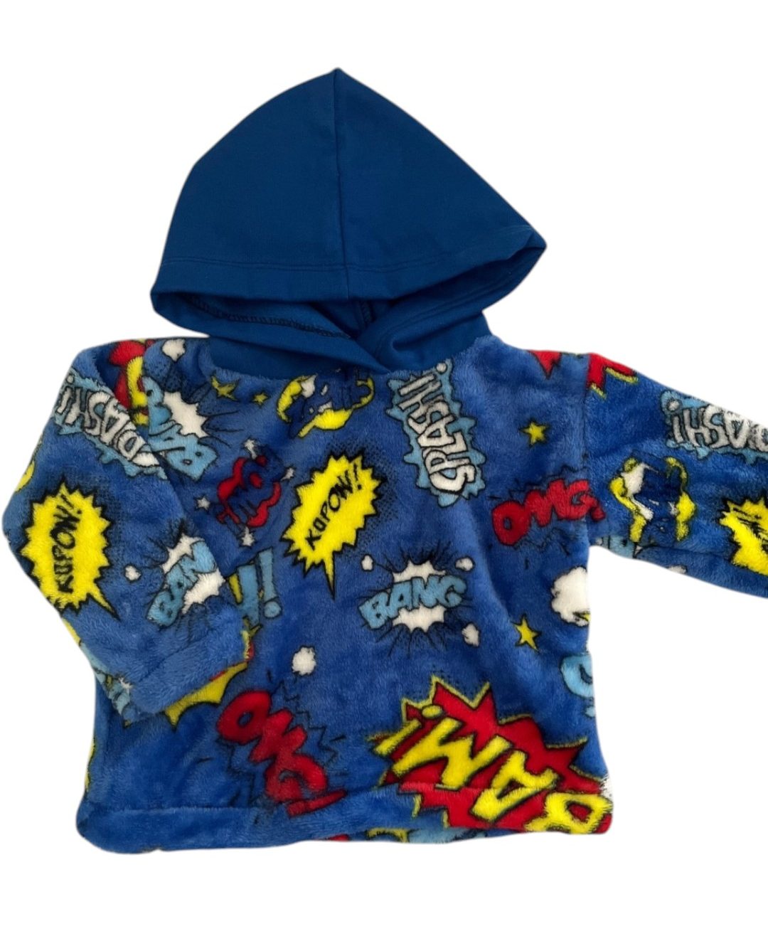 Blue Superhero fleece hoodie 3/6M
