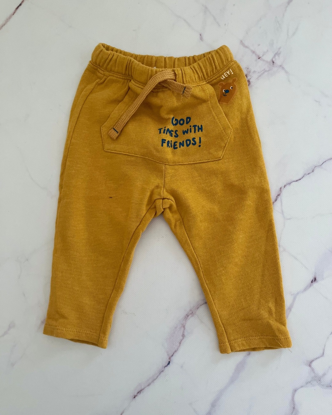 Zara yellow 'Good Times with Friends' tracksuit pants 9/12M
