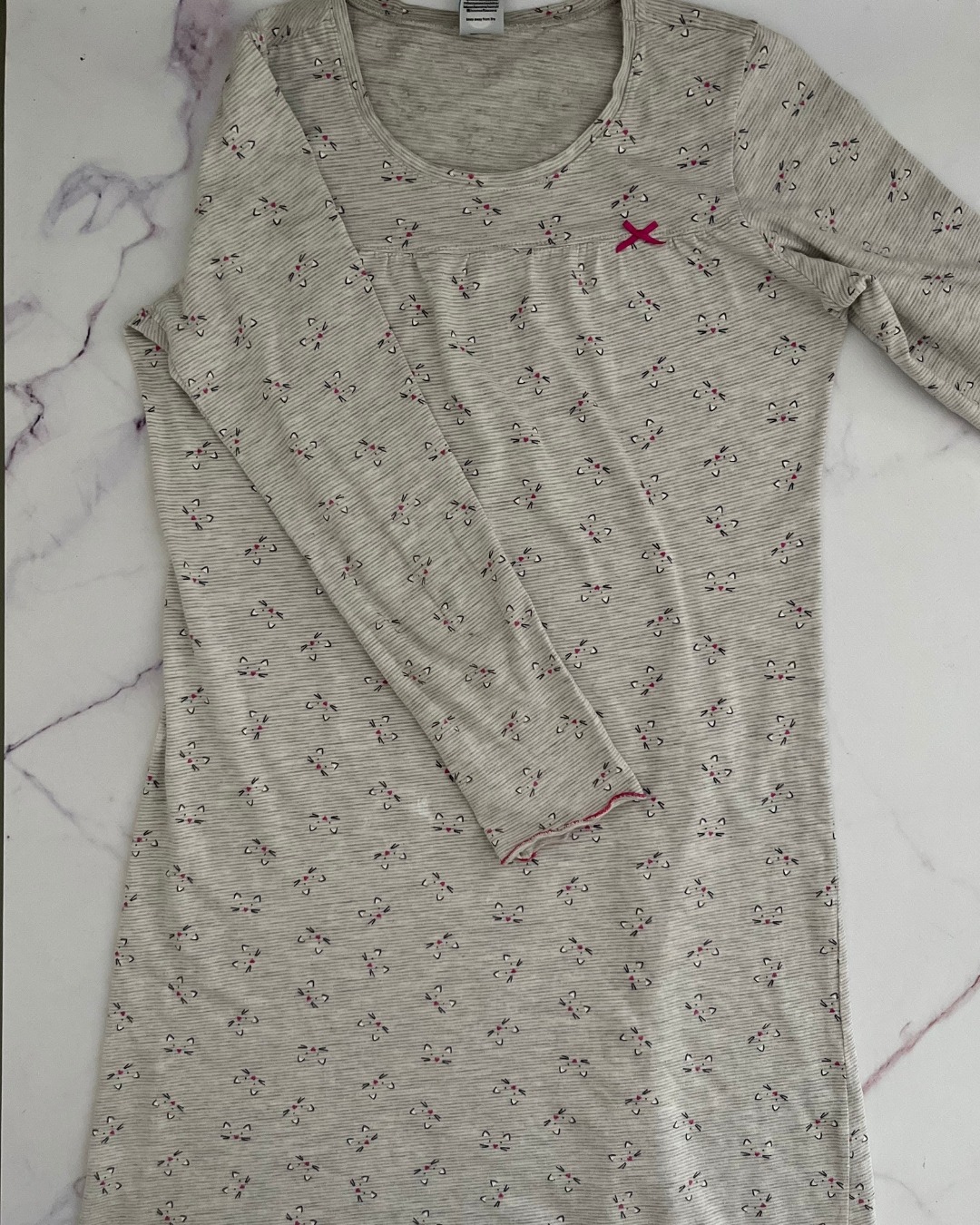 Sanetta grey striped kitty dress 7/8Y