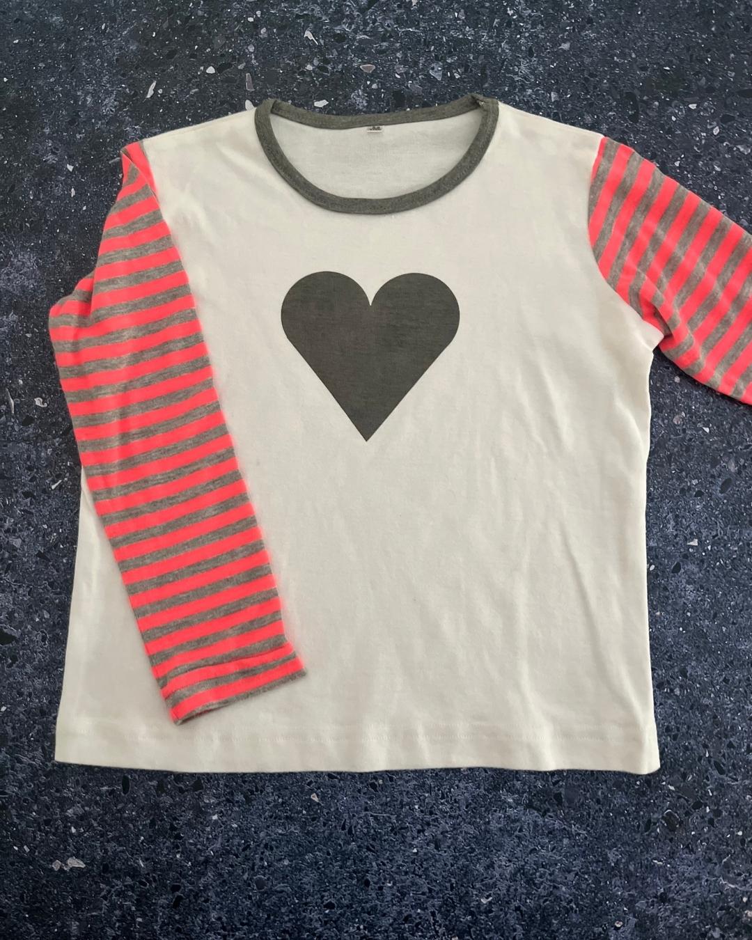 Grey and orange heart pajama set 5/6Y