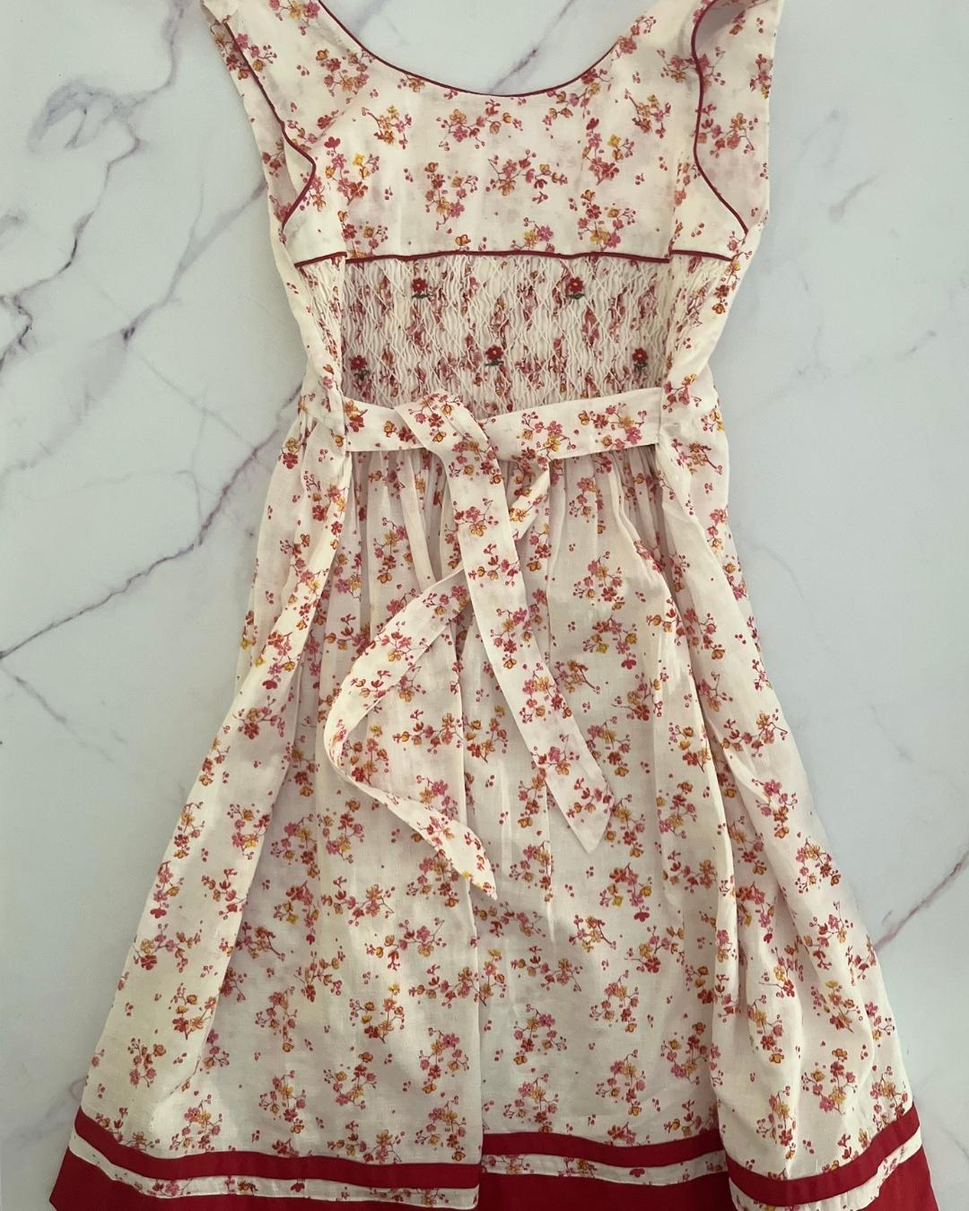 White and red flower dress 9/10Y