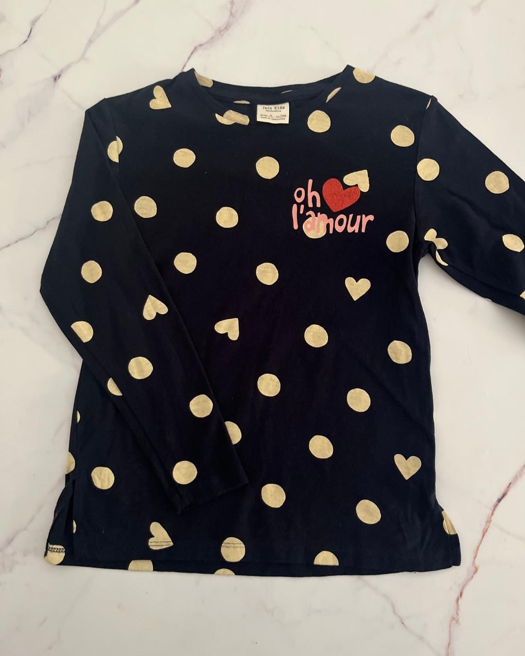 Zara blue L'Amour long sleeve T shirt 8Y