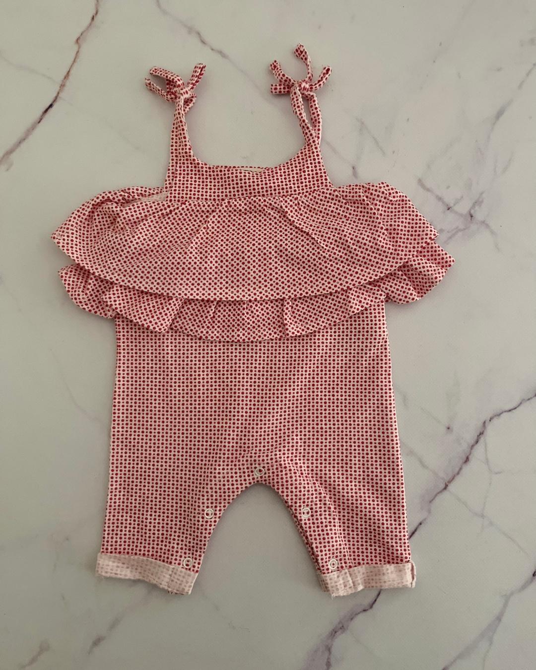 Cotton On white romper with red polka dots 0/3M