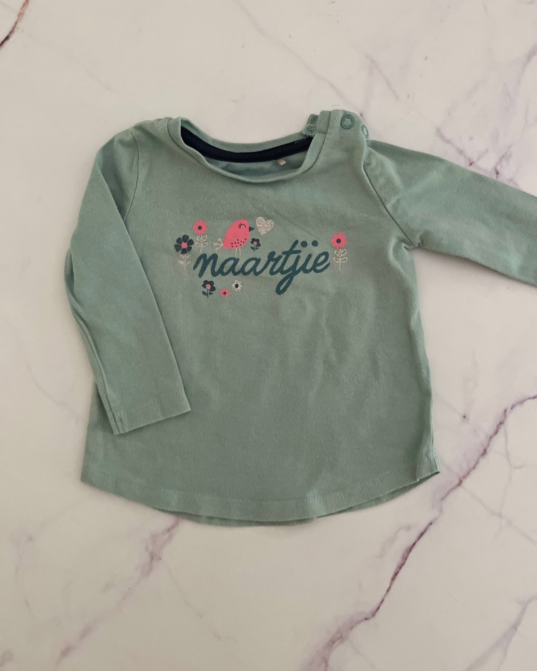 Naartjie green long sleeve T shirt 6/12M