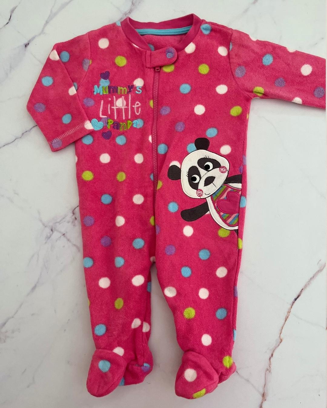 George pink fleece Panda onesie 3/6M