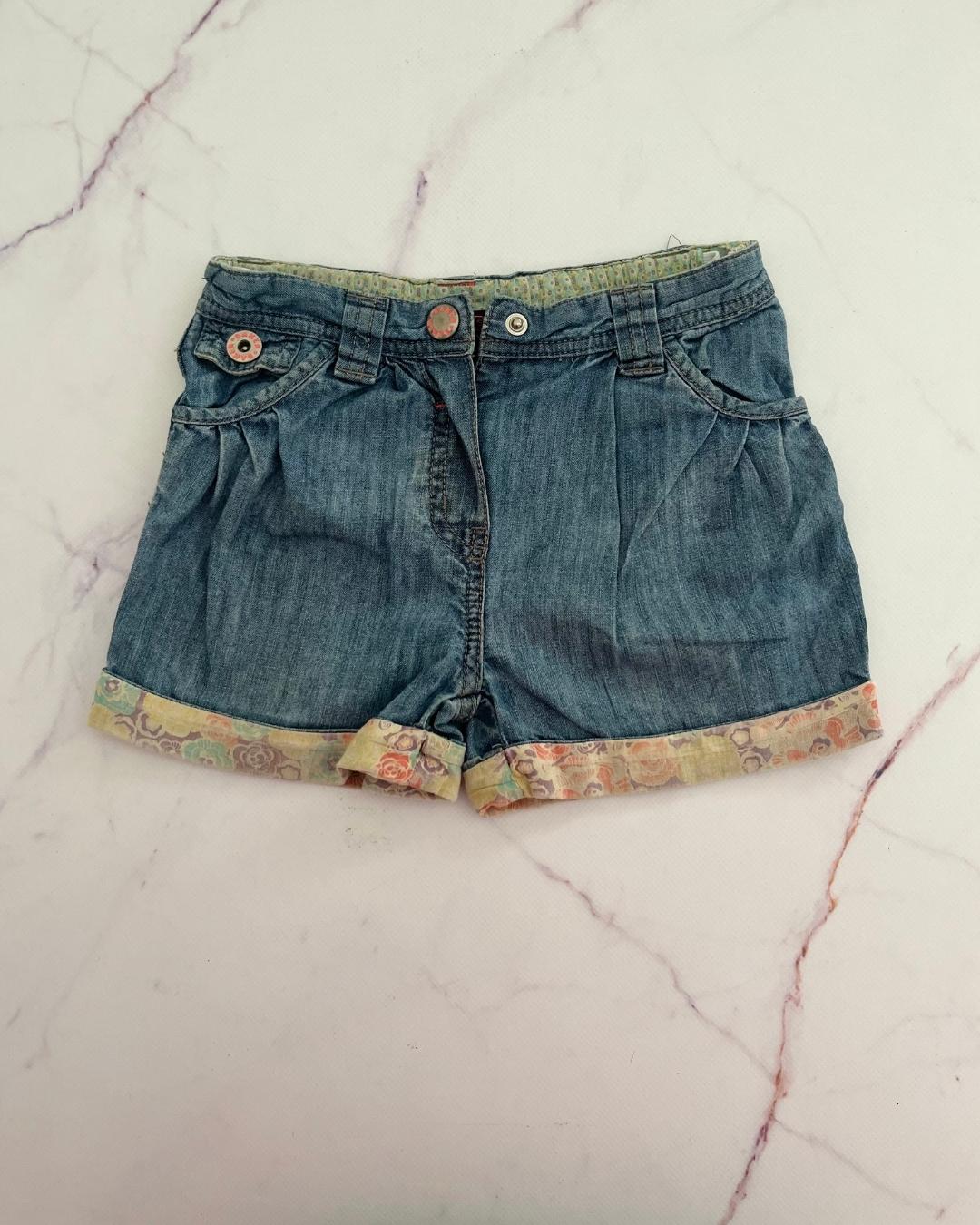 Ted Baker denim shorts with floral hem 3/4Y