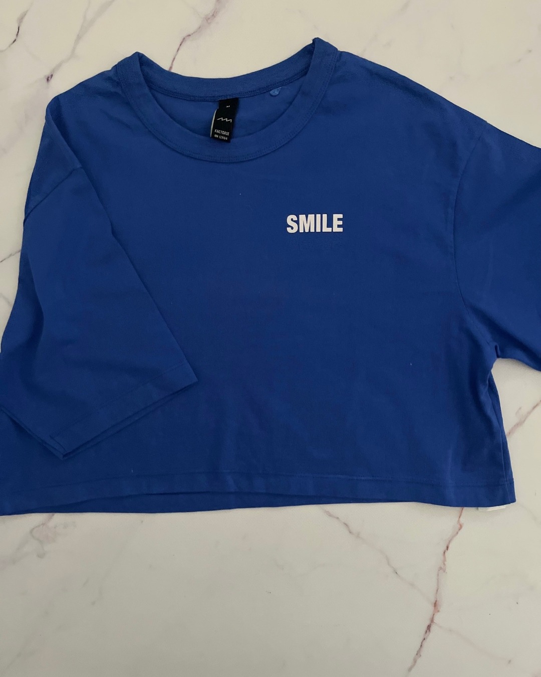 Factorie blue Smile crop top Medium