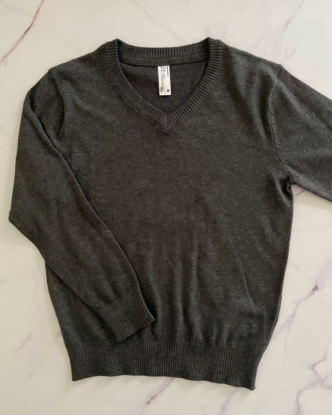 Woolworths grey V neck sweater 7/8Y