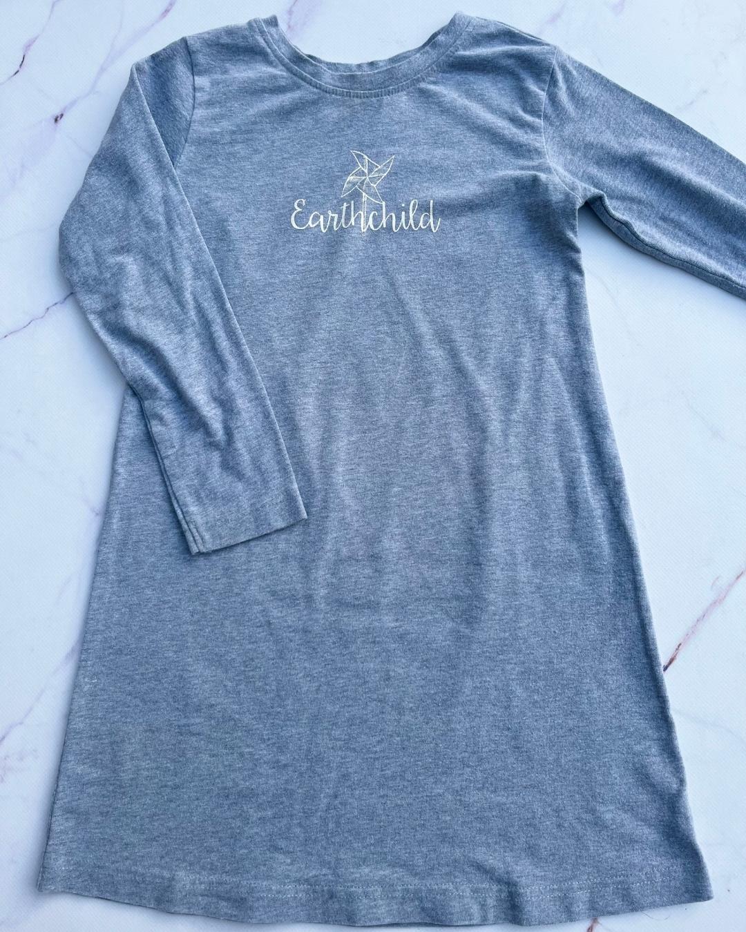 Earth Child grey/green melange dress 6Y