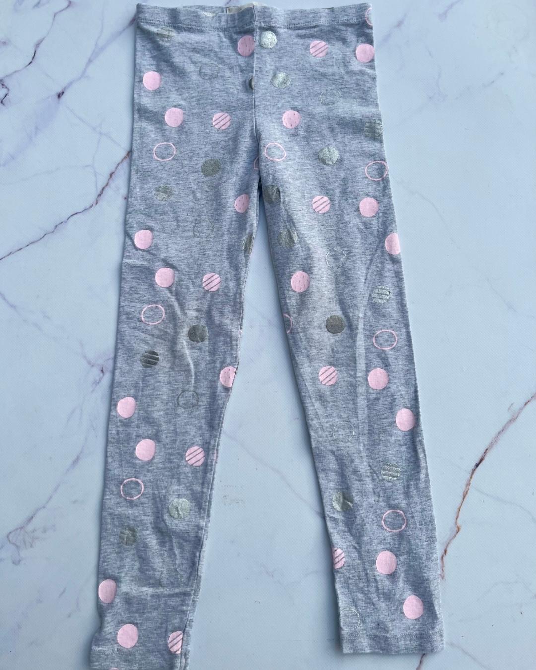 Cotton On grey pink and silver circle pattern pants 6Y