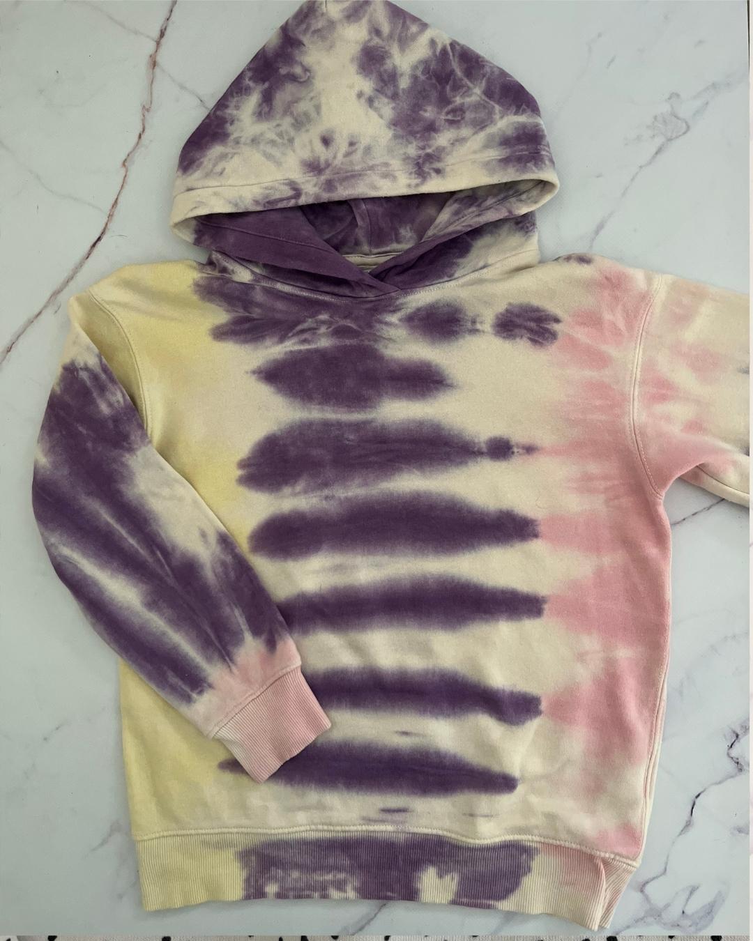 H&M purple, yellow and pink tie dye hoodie 9/10Y