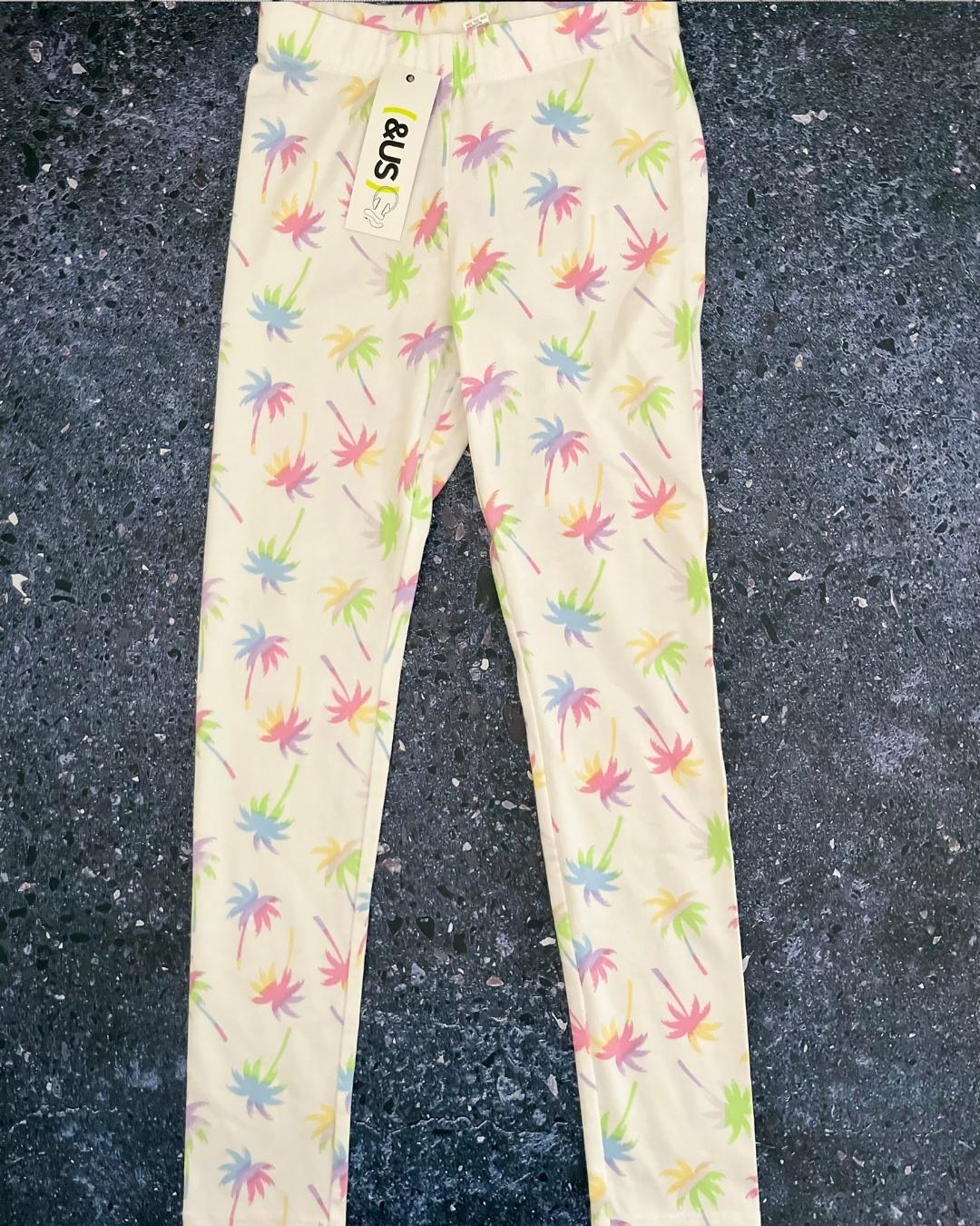 *NEW* &US white palm tree pants 9Y