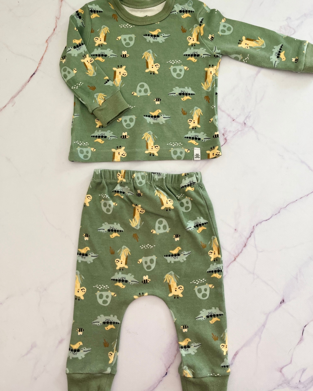 Woolworths green wild animal tracksuit set 6/12M