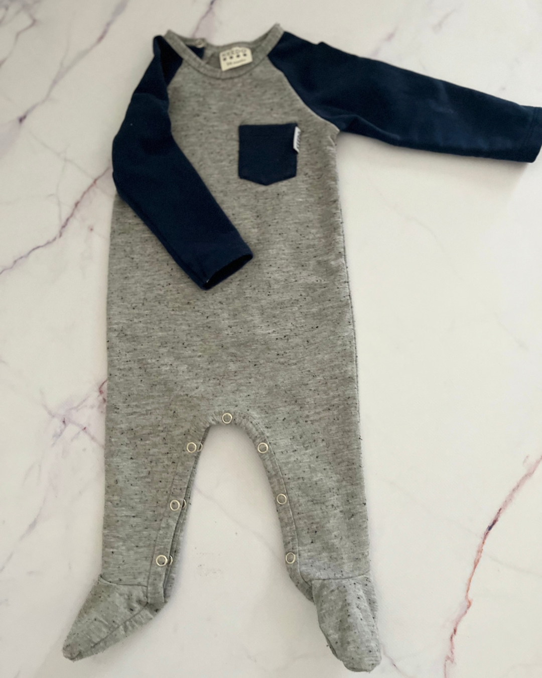Keedo grey and blue dappled onesie 3/6M
