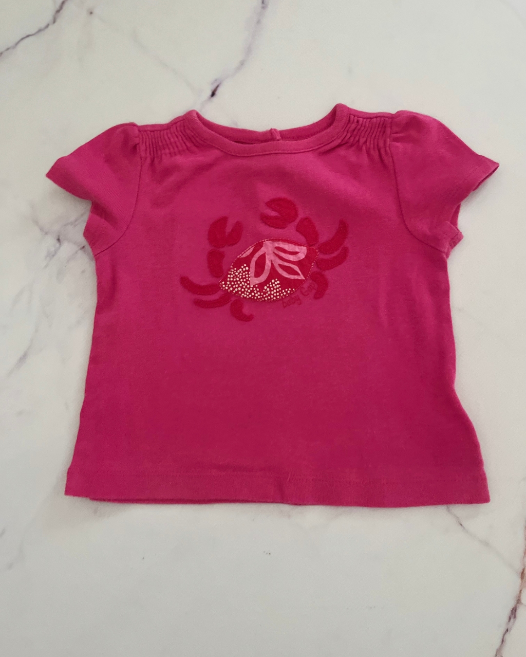Gap pink tonal crab T shirt 3/6M