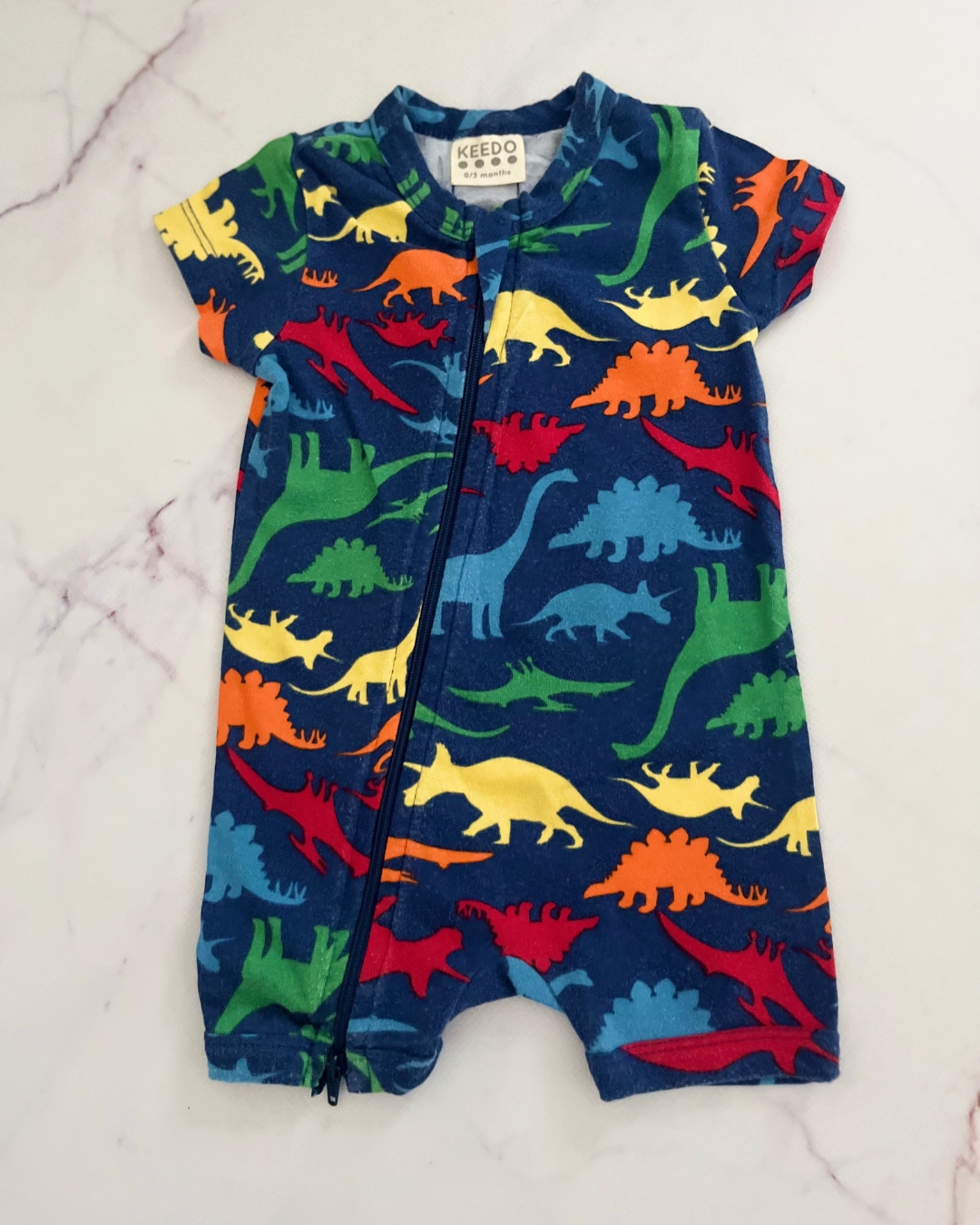 Keedo blue dinosaur romper 0/3M