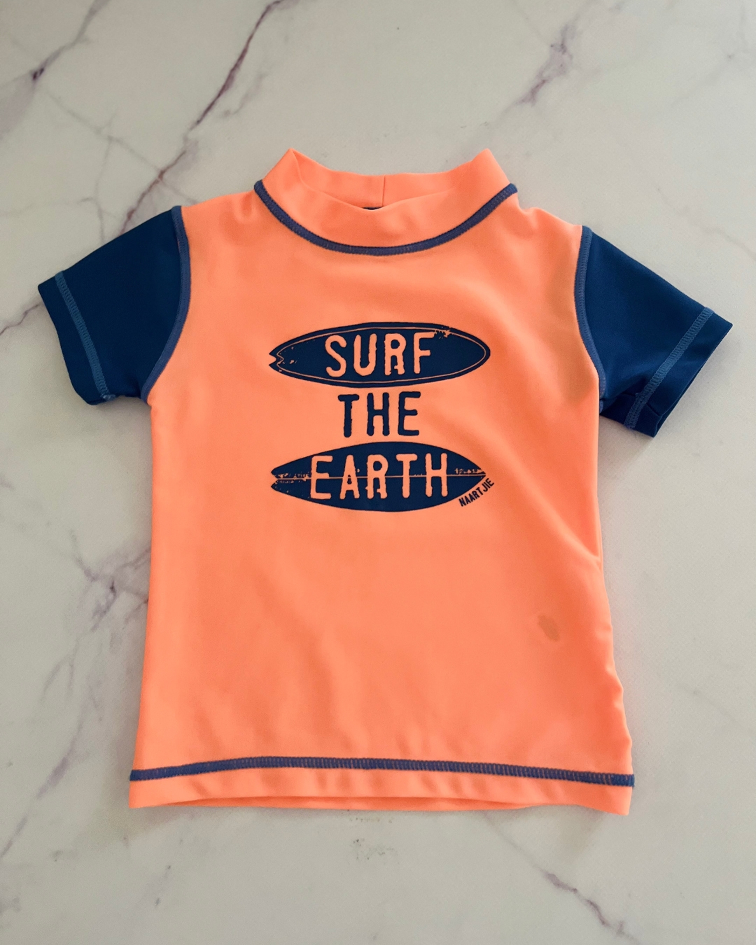 Naartjie Orange and Blue Surf the Earth rash vest 12/18M