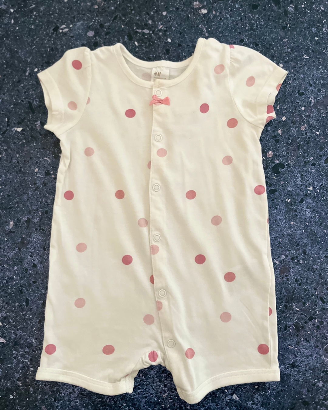 H&M white polka dot romper 4/6M
