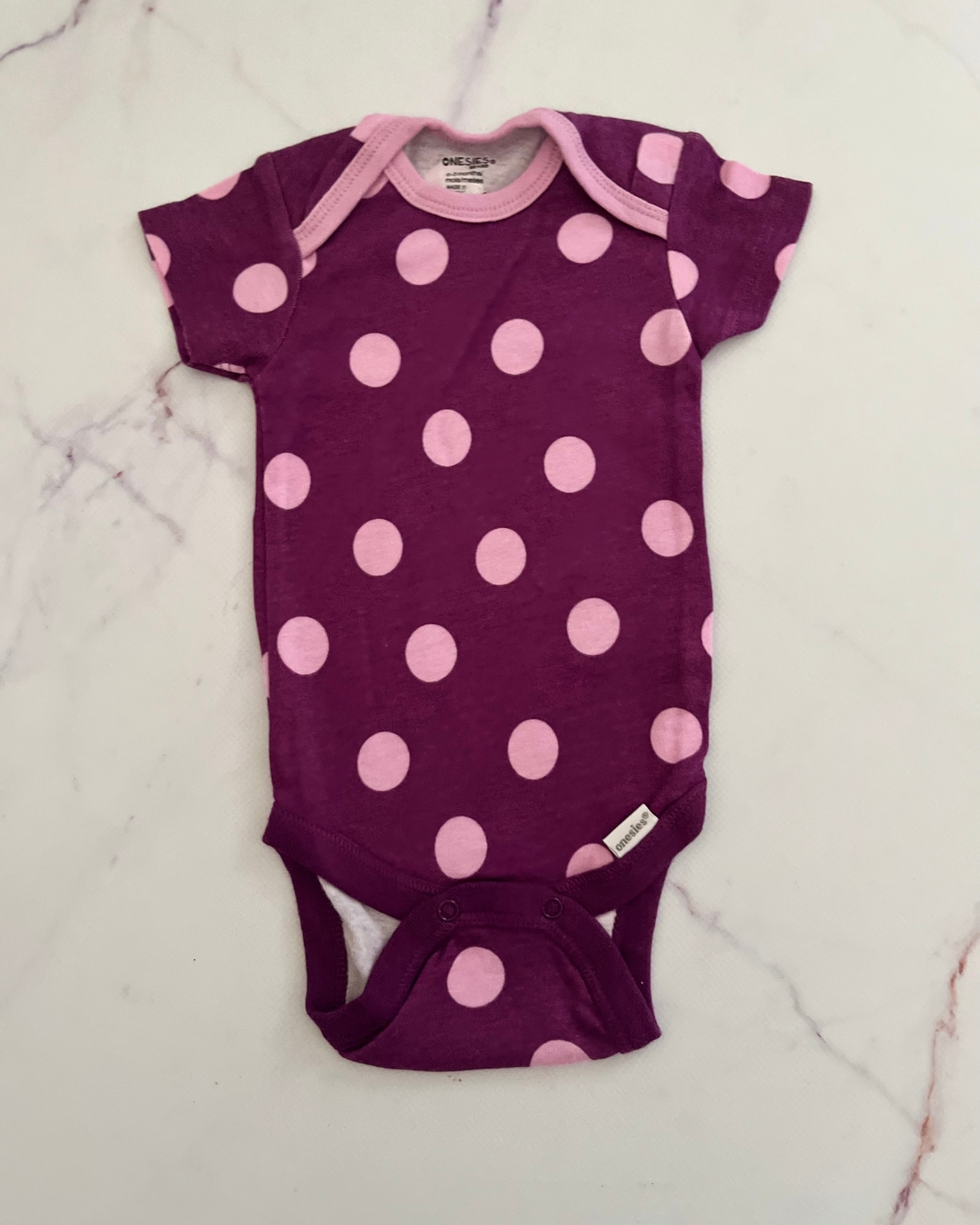 Onesies purple polka dot baby grow 0/3M