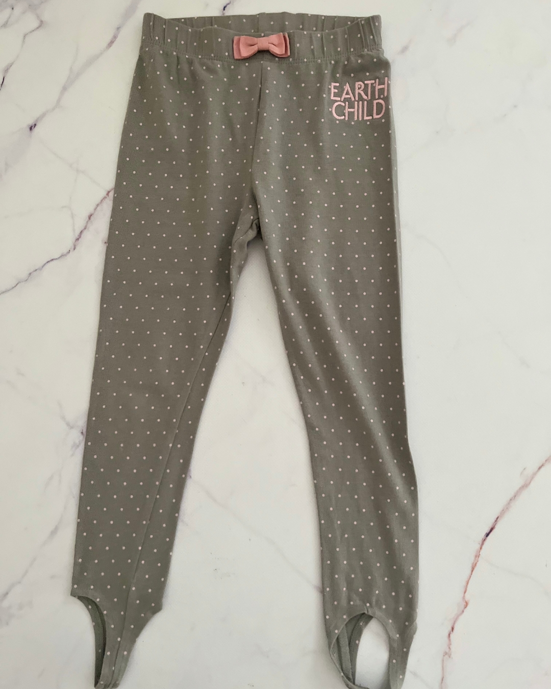 Earth Child grey pants with pink polka dots 4/5Y