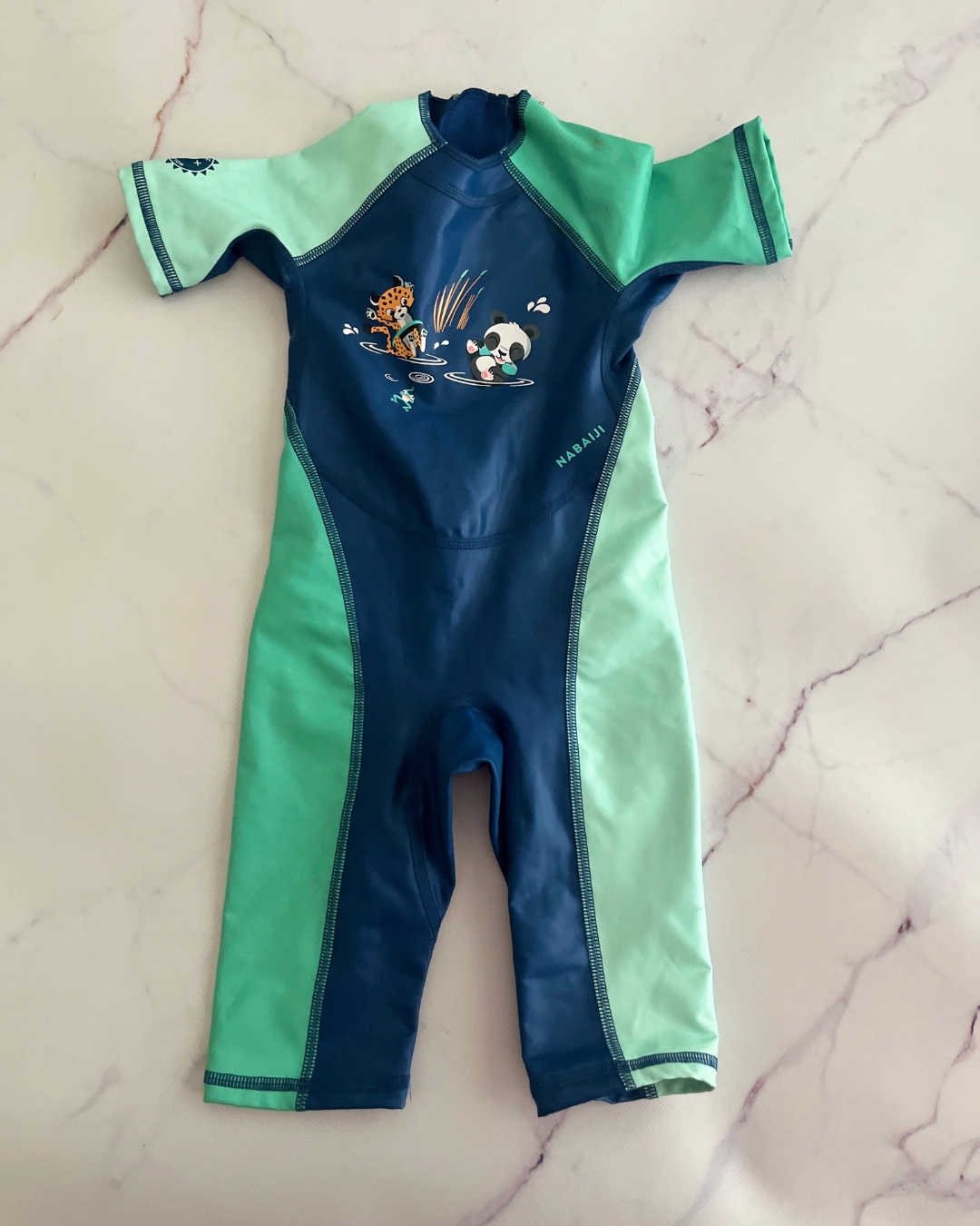 Decathlon blue and turquoise wetsuit 18M