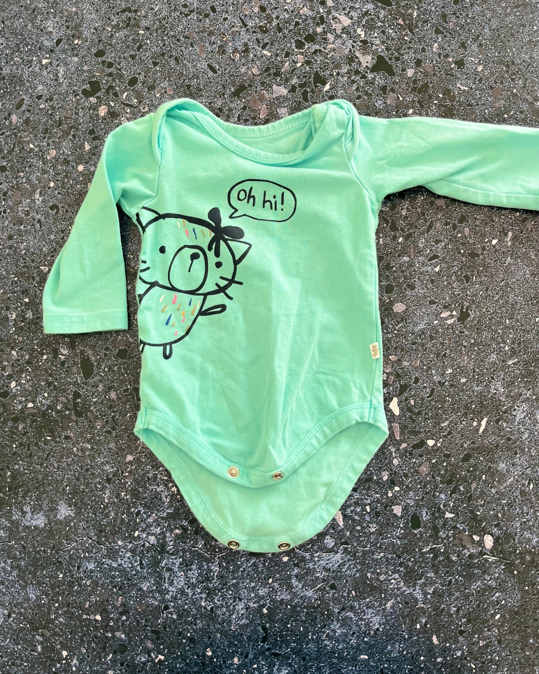 Woolworths green cat baby grow 1/3M