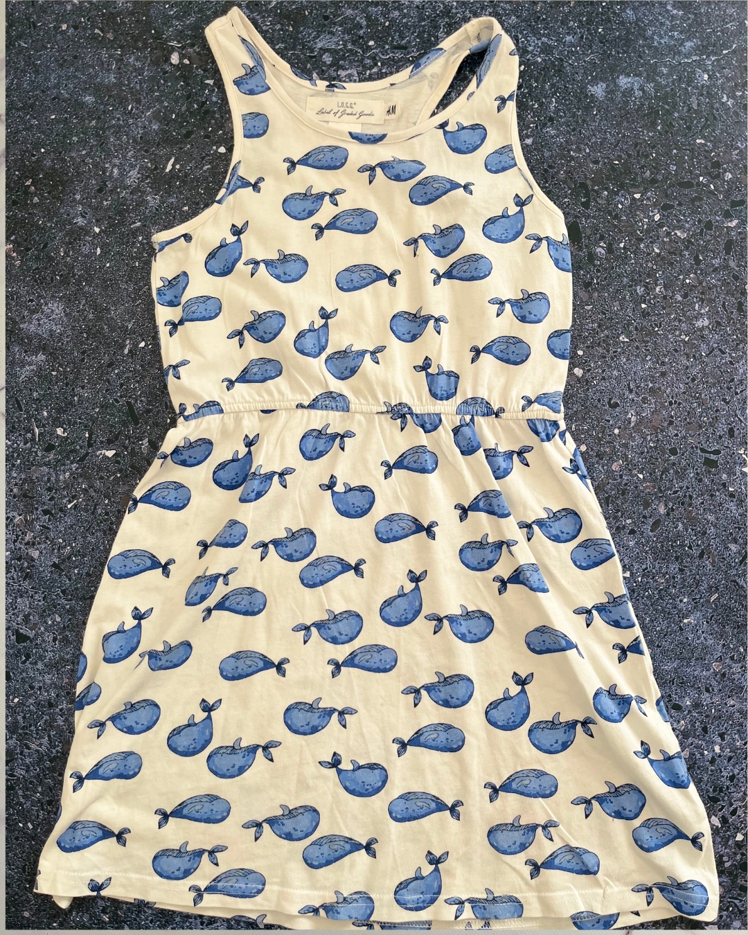 H&M white whale dress 4/6Y
