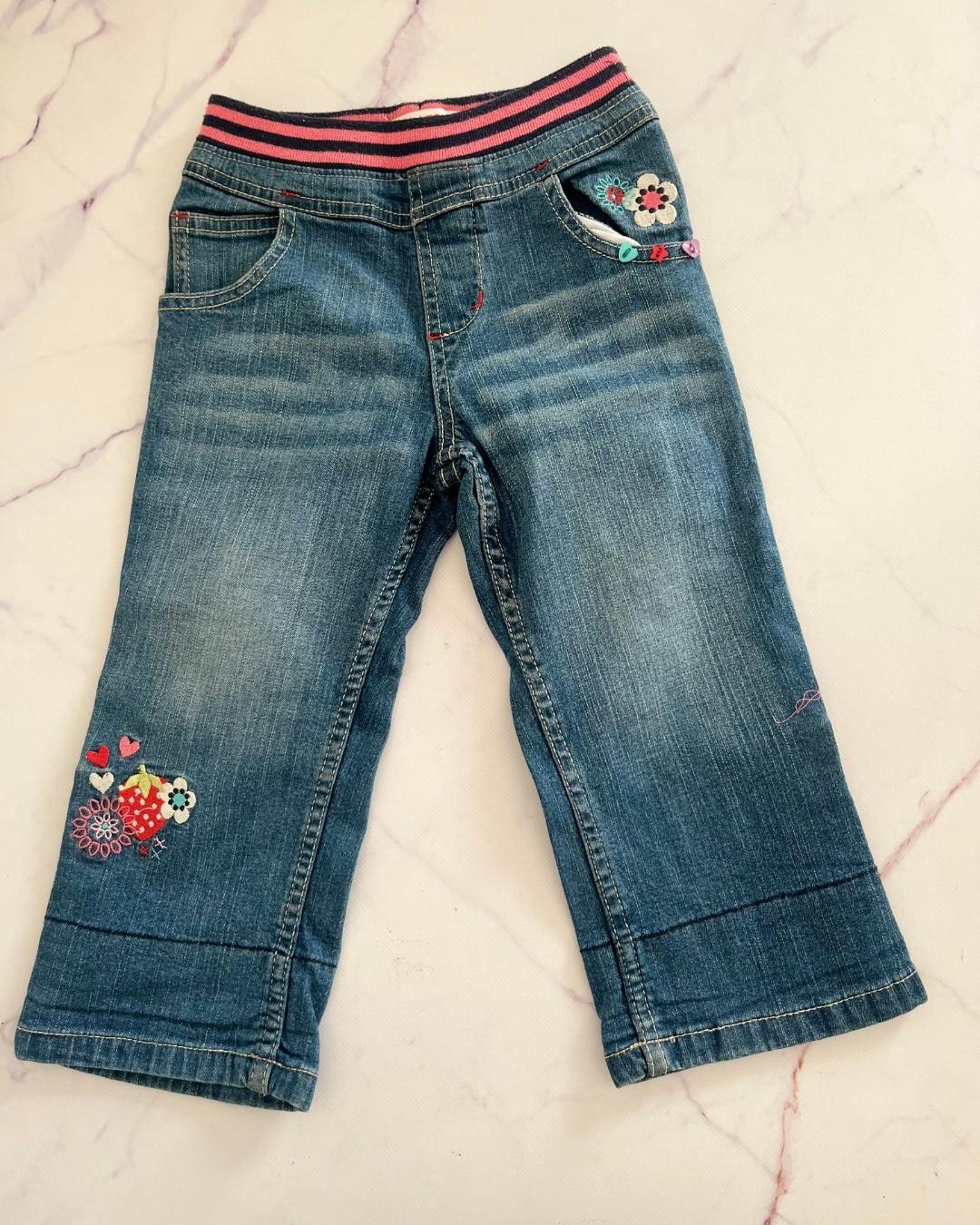 Blue Zoo denim jeans with strawberry embroidery 2/3Y