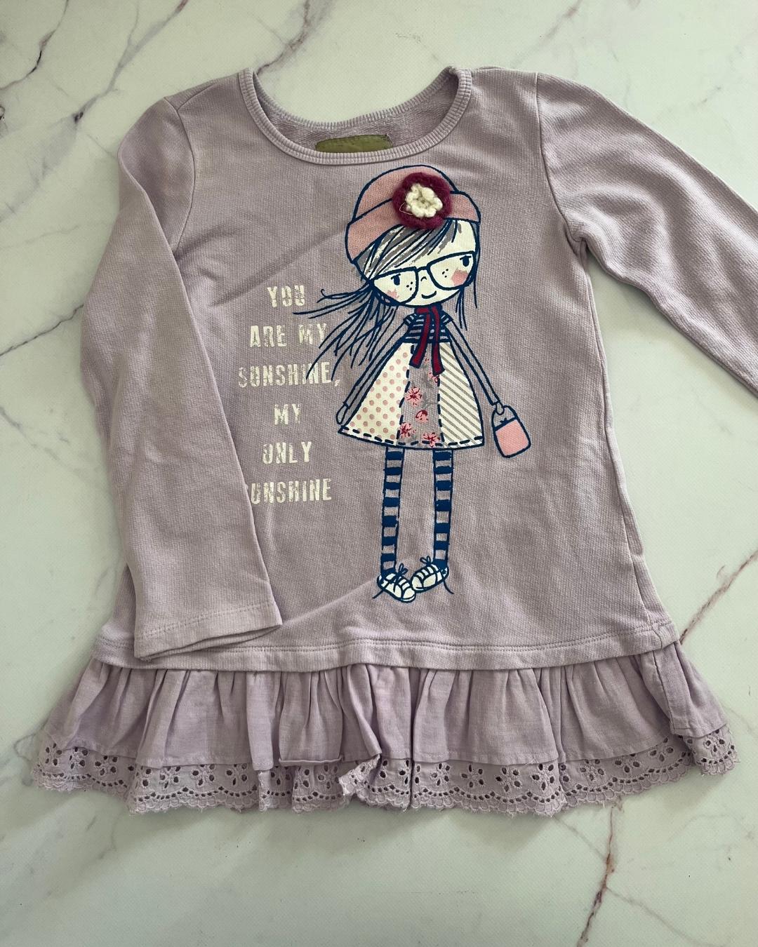 Fresh Produce purple You are My Sunshine dress 5/6Y